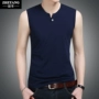 Modal cotton mùa hè mới màu rắn hai màu vest nam áo thun ngang áo vest không tay - Áo vest cotton ao ghi le
