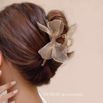 South Korean web yarn butterfly knot grip with female minimalist Temperament Rear Brain Spoon Hairspoon Hairpin Hairpin Net Red Clip Head Decorated Shark Clip