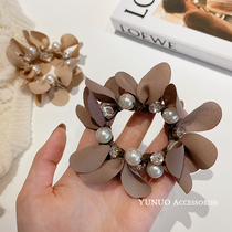 Pearl Petals Head Rope Lady Brief Temperament Zezuber Hair Leather Gluten Hair Rope Sweet Meatballs Hair Circles Leather Sleeve Summer