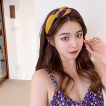 Korea Woven Hair Stirrup Femininity Crosshead Stirrup Super Fairy Hair with wide side washout Hair Card High Cranial Top Headwear Elegance