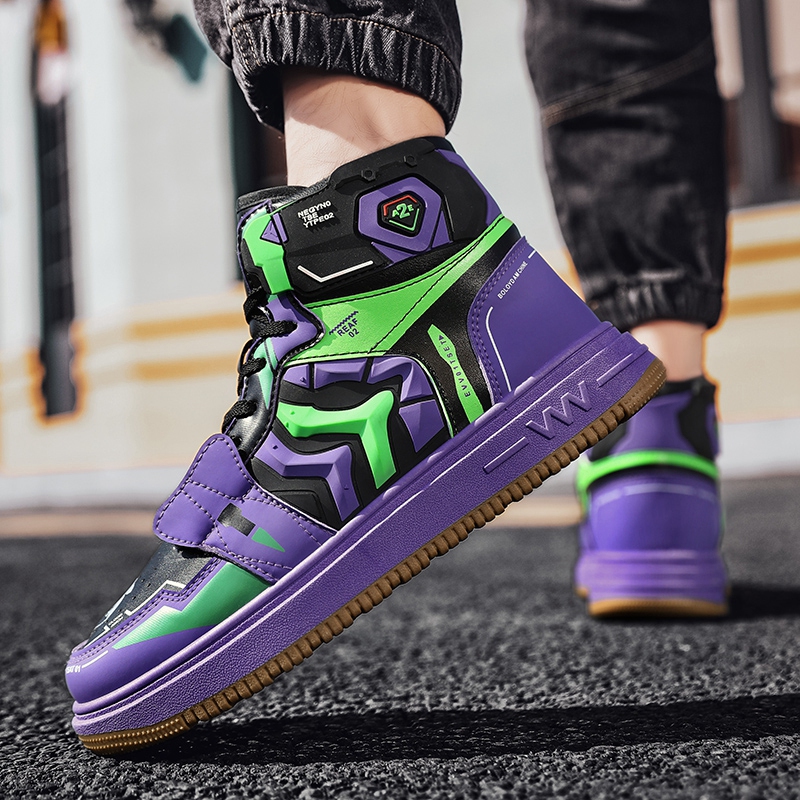 Neon Genesis Evangelion Unit-01 Eva Anime Collaboration Men's Shoes Aj High-Top Trendy Sneakers Sports Board Shoes Mecha Shoes