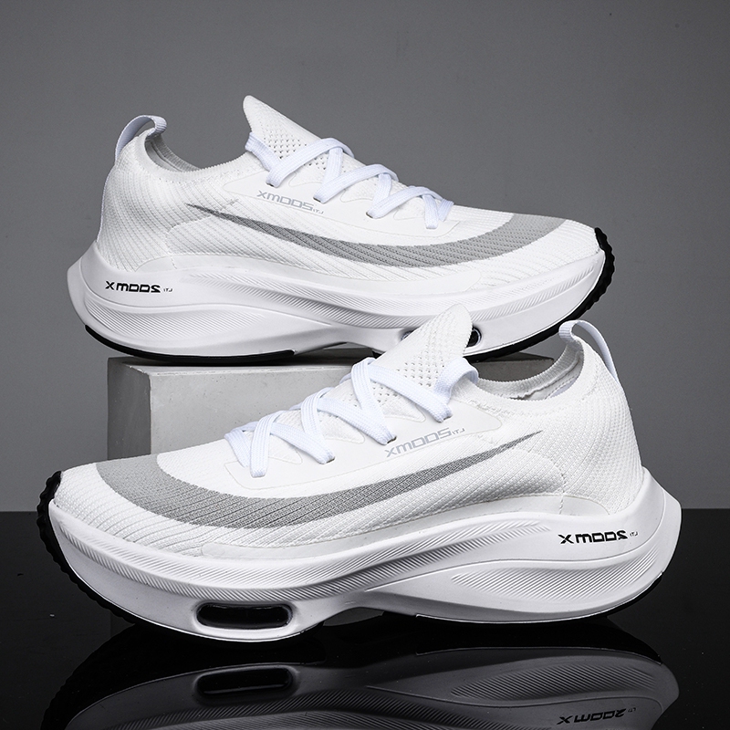 Sports Carbon Plate Air Cushion Shock-Absorbing Running Shoes Putian Mesh Breathable Ultra-Light Youth Sports Shoes for Men and Women Large Size