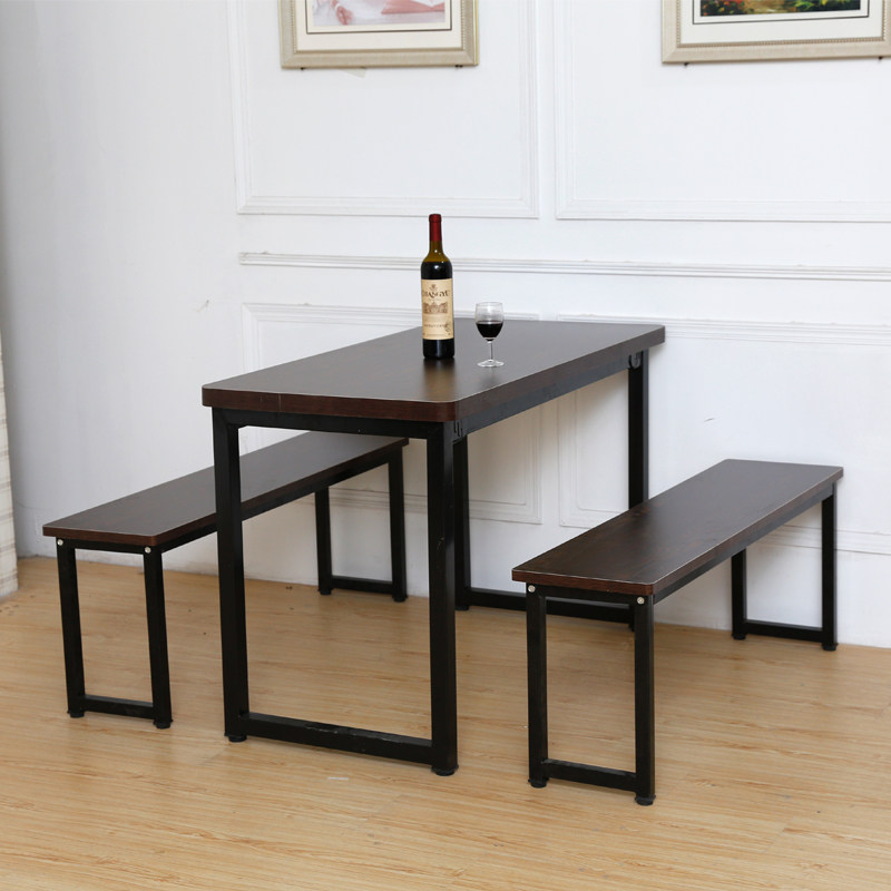 Modern minimalist fast food milk tea shop table and chair combination economical snack bar canteen noodle restaurant stall rectangular table and chairs