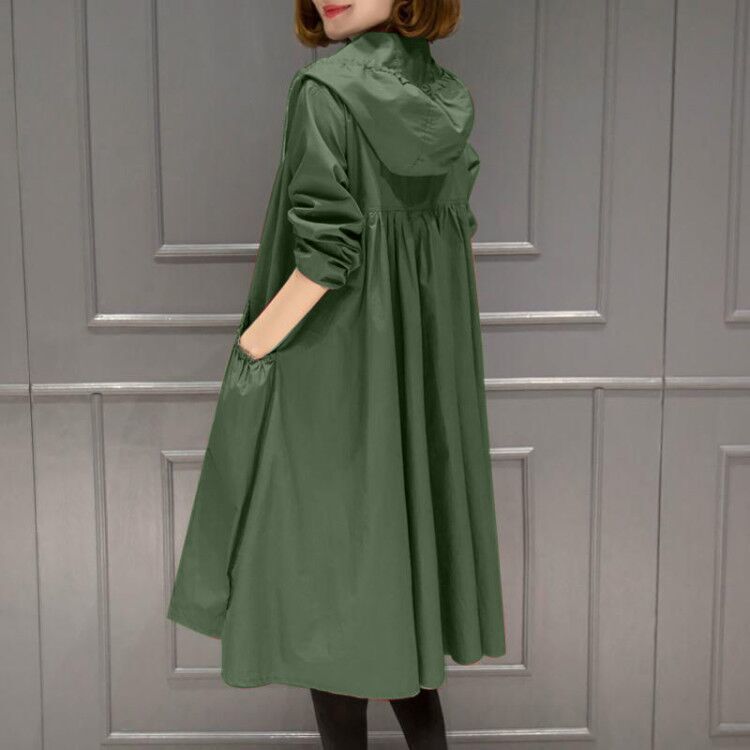 2026 Spring and Autumn New Plus Size Women's Clothing for Chubby Women, Mid-Length Over-The-Knee Casual Pocket Loose Versatile Thin Trench Coat