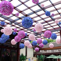 Delivery hook hanging rope emulated flower ball encrypted rose ball Wedding Celebration of Fancy Silk Flower Decoration Mall Plastic Flower Ball Hanging