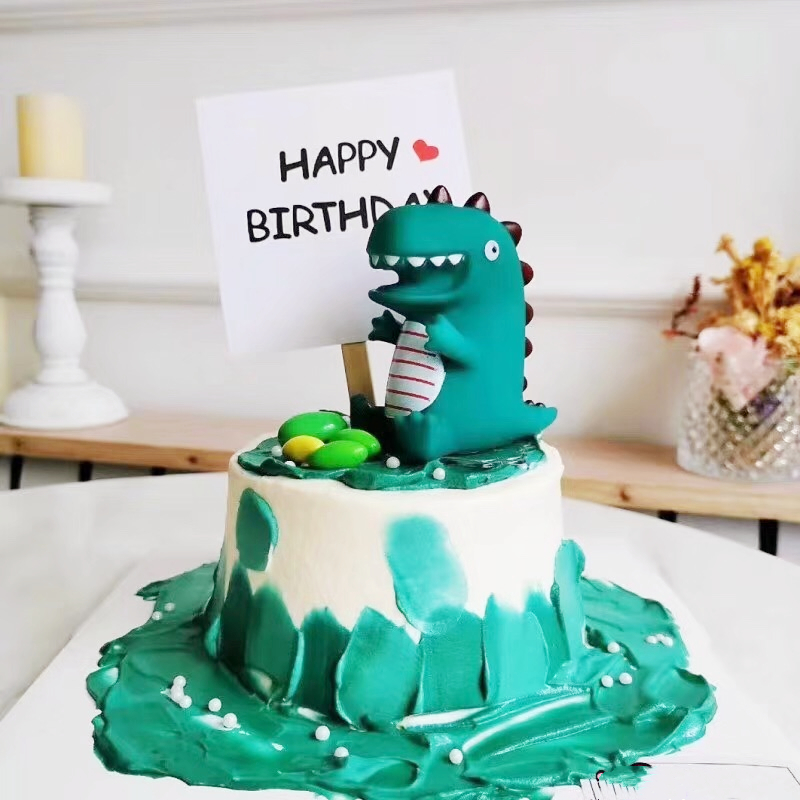 Dinosaur Birthday Cake Decoration Hem Dinosaur When Home Swing Piece Children's Small Number Cartoon Animal Cake Baking Inserts