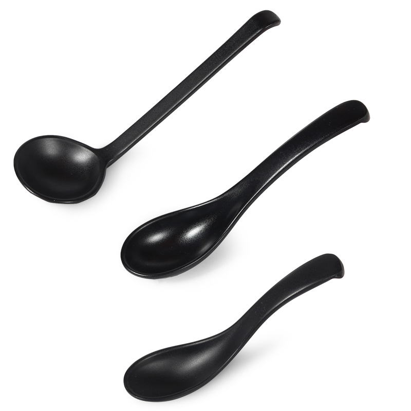 Japanese soup spoon melamine black matte thick spoon creative spice spoon turtle shell long spoon kung fu soup spoon restaurant tableware