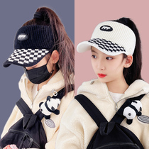 Autumn new 2022 girls horse tail hat childhood hat childhood hat warm cap