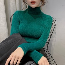 Thick high neck mink velvet sweater female 2020 new winter Korean pullover slim body long sleeve base shirt tide