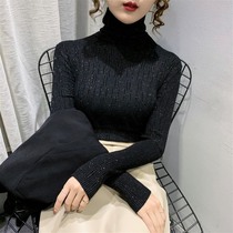 Turtleneck sweater base shirt women in the autumn and winter 2021 New pile collar solid color wild wear slim knitwear
