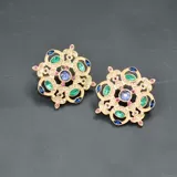 Серьги из жемчуга, клюква, с драгоценным камнем