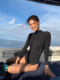 Women's swimsuit for fat girls to cover their flesh 2023 new hot spring internet celebrity style one-piece triangle racing conservative long sleeves