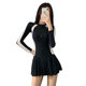 Swimsuit for women summer 2022 new one-piece high-end pure lust style slightly fat girl conservative large size flesh-covering long-sleeved hot spring