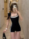 Swimsuits, high-end 2025 swimming pool special racing, slightly fat girl covering her flesh, conservative and beautiful hot spring little man
