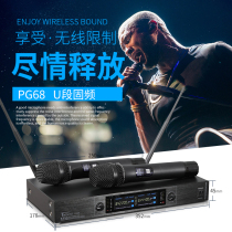 Sony professional wireless microphone home singing outdoor stage KTV special karaoke one drag two microphone U segment