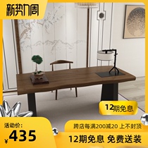 Wrought iron solid wood desk Writing desk Writing desk Home desk Desktop computer desk Solid wood small desk
