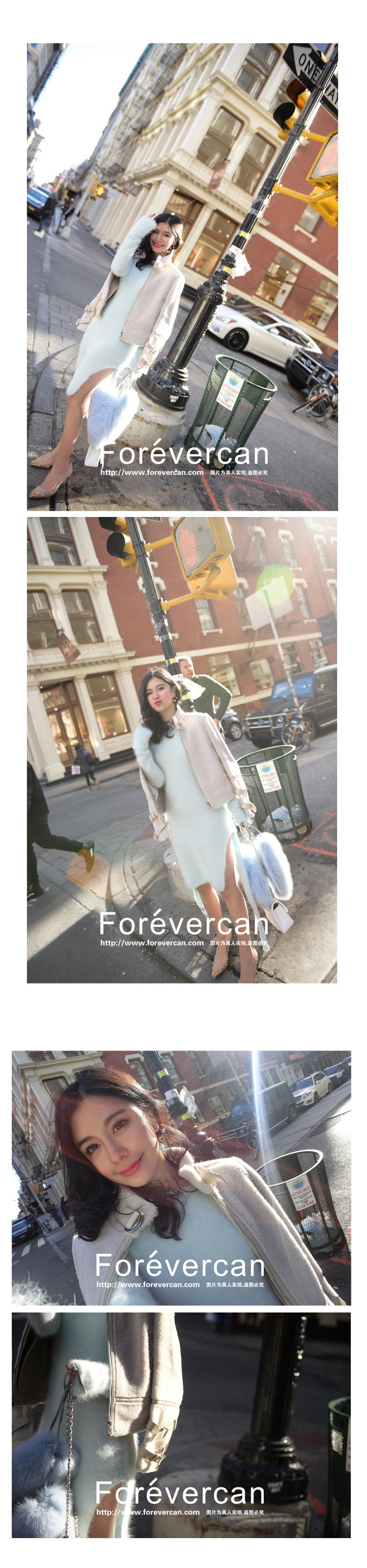 Forevercan Winter Sản phẩm mới Úc Fur One Whitening Thin Lamb Short Jacket áo khoác lông nữ