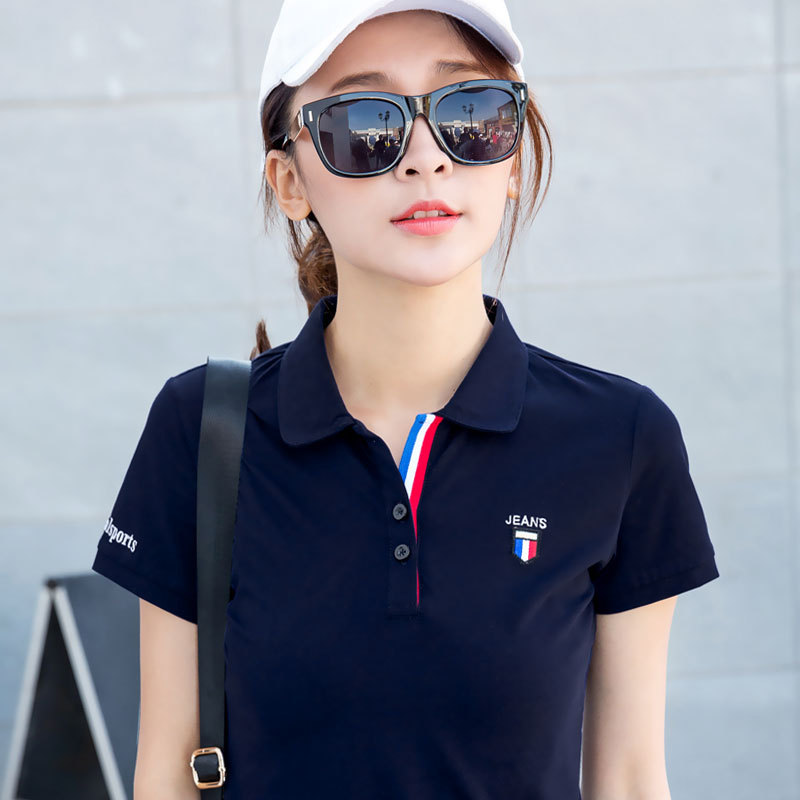 Summer Lapel Sports T-Shirt for Women, Large Size, Pure Cotton, Short-Sleeved, 2026 New Style, Loose-Fitting Collared Polo Shirt