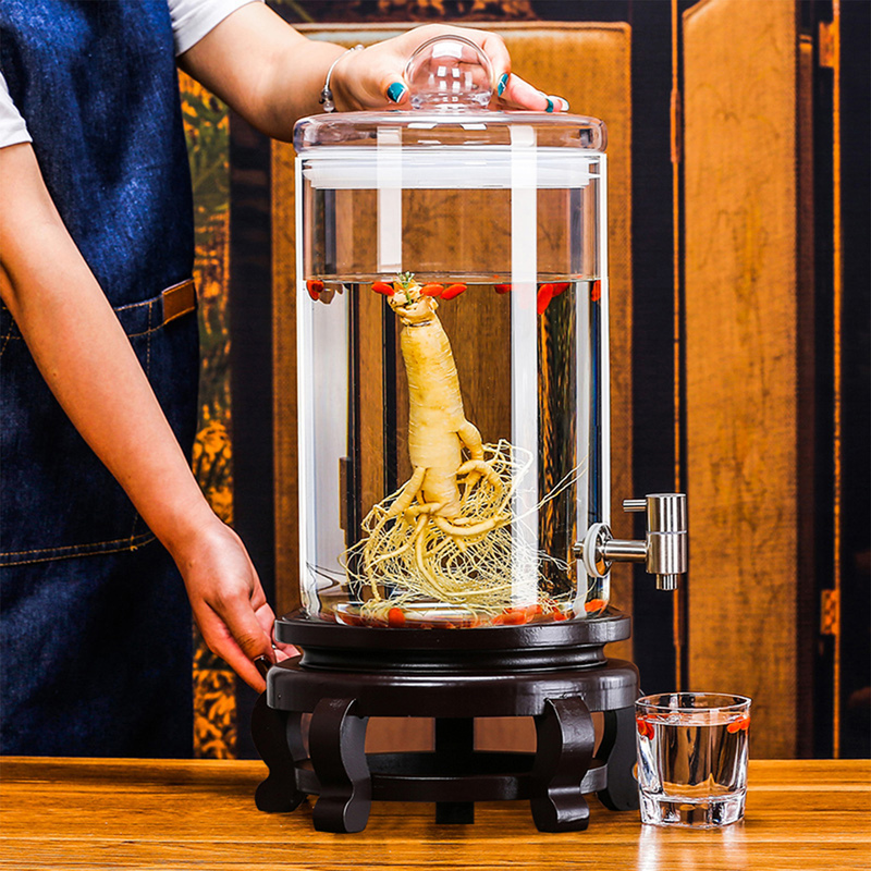 Shande Tang High Borosilicate Glass Wine Special Wine Bottle Ginseng Medicinal Wine Jar White Wine Jar Container with Faucet Sealed Jar Shande Tang High Borosilicate Glass Wine Special Wine Bottle Ginseng Medicinal Wine Jar White Wine Jar Container with Faucet Sealed Jar
