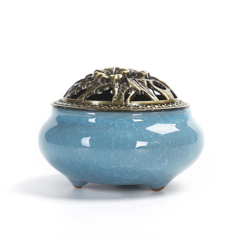 Ceramic Hairy Copper Cover Buddha with Anti-Antique Alloy Line Lu-lumpoo Ice Crack Kin Direct Selling