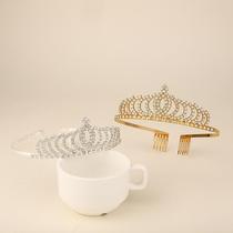 European and American bridal crown white crystal headband alloy diamond headband bridal wedding hair accessories crown