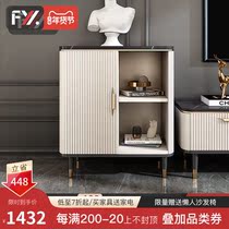 Italian light luxury locker living room side cabinet small apartment rock board storage decoration cabinet solid wood TV side cabinet Cabinet
