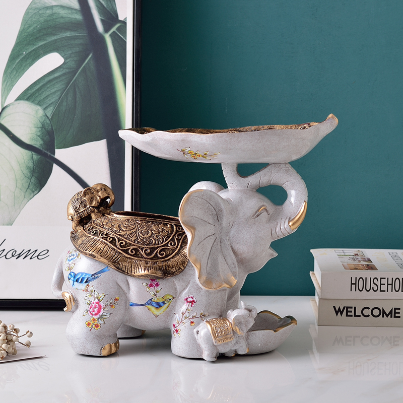 Eurostyle Atmospheric Elephant Tissue Box American Mother-son Elephant Auspicious Pendulum home Decorative Extraction Toilet Paper Box Nordic Toilet Paper Box