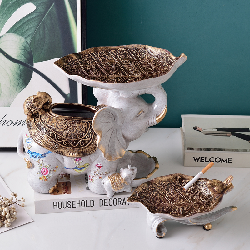 Eurostyle Elephant Fruit Pan Living Room Decoration Dried Fruit Basin Creative Pendulum Pieces Fruit Basket Tricks and Multi-functional Paper Box Cigarette Cylinders