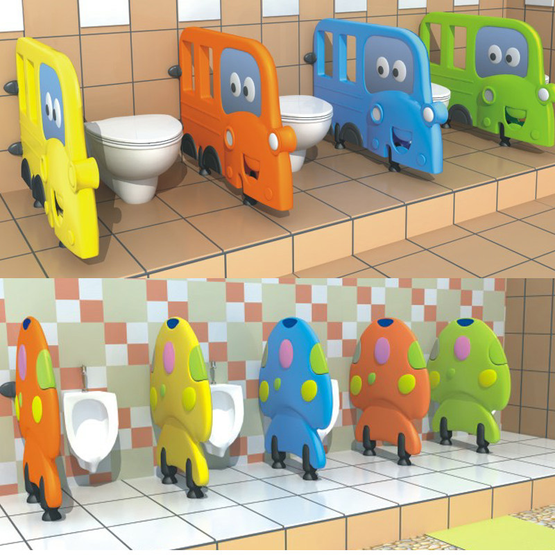 Kindergarten Toilet Bezel MAKEUP ROOM SEPARATOR TOILET URINATING SQUATTING PIT BAFFLER CHILDREN CARTOON WATERPROOF PLASTIC PARTITION