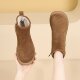 Brown flat snow boots women's cotton shoes 2025 winter new style plus velvet thickened warm short boots thick sole non-slip boots