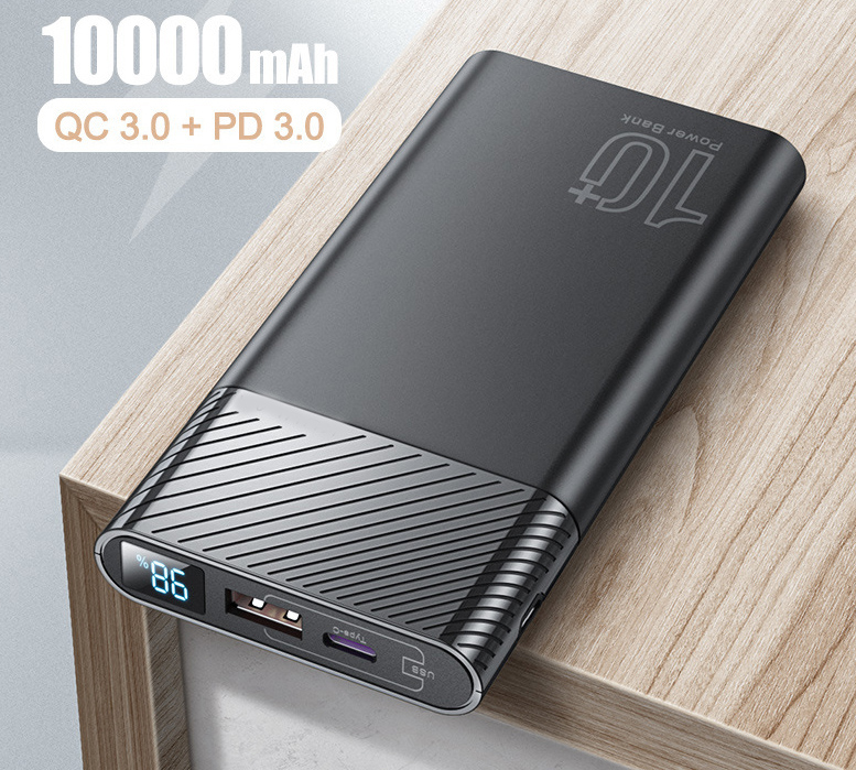 Digital display mobile charging ultra-thin polymer lithium ion 10000 mAh mobile power PD fast charging portable mini