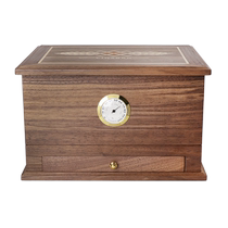 Woody solid wood cigar cabinet black walnut large capacity snow plus storage cabinet mens storage box humidifier cabinet three-dimensional storage