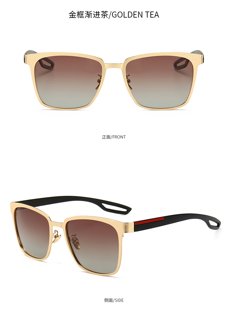 Golden Frame Progressive TeaEurope and America foreign trade original single male high definition Sunglasses European station fashion drive a car Internet celebrity Sunglasses Sun glasses   men