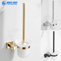 Langpai gold toilet brush holder no dead corner washing toilet brush wall hanging wall home toilet cleaning set