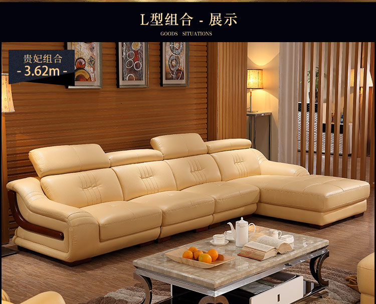 Sofa da Kaishun Ting Xuan lớp da phòng khách góc lớn căn hộ kết hợp đơn giản hiện đại sofa da hình chữ U - Ghế sô pha giường ghế sofa