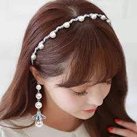 Trẻ em hoa tai giả headband cô gái kẹp tóc tua rua ngọc trai với răng chống trượt Công chúa phụ nữ tóc headband - Phụ kiện tóc phụ kiện tóc trẻ em