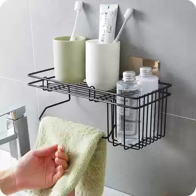 Creative punch-free kitchen seasoning rack bathroom toiletries wall-mounted storage compartment rack towel rag rack