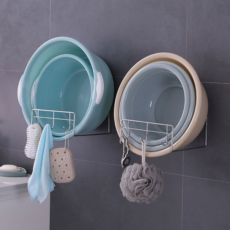 Bathroom face basin wall hanging rack toilet-free punch bathroom hooked towel with hook rack