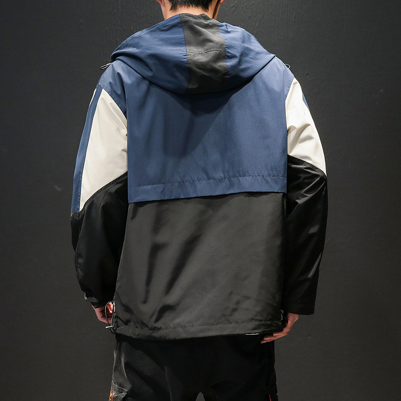 Xuân Thu Sports Coloring Workwear Jacket nam Tide Nhãn hiệu Cộng Fat Big Mã Casual punch khoác trùm đầu áo khoác Man.