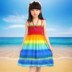 trẻ em bông bãi biển cô gái retro gió vừa và nhỏ váy tiểu học học sinh trung học mật ong váy phù hợp với mùa hè trẻ em trang phục. 