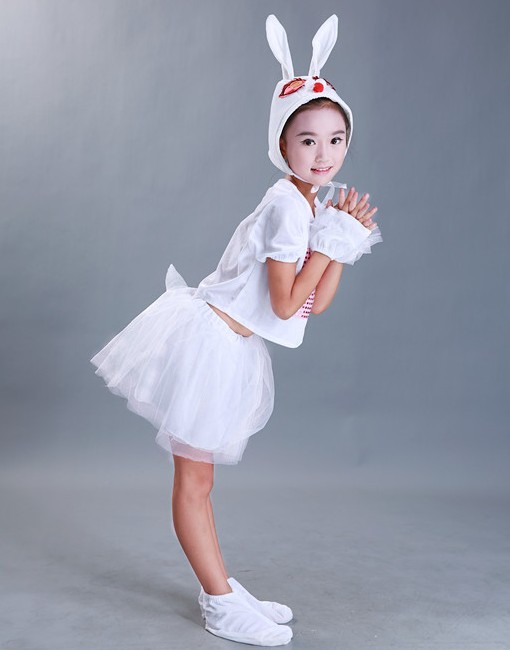 cậu bé mùa hè thỏ cho thấy cô gái trang phục trắng thỏ chương trình mầm non trang phục trẻ em dễ thương quần áo thỏ trắng.