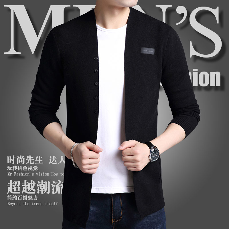 . Nam knitshirt cardigan nam áo khoác áo len mỏng Anh thân dài thường dòng-up áo len siething ngoài triều.