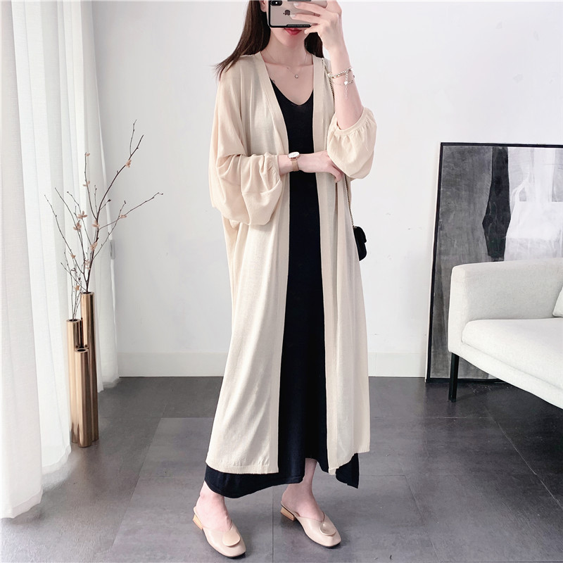 Summer Sun Protection Cardigan for Women, Mid-Length Outerwear, Sun Protection Shawl, Lazy Style, Super Fairy-Like Knitted Long Cardigan, Thin Coat