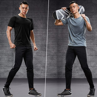 Sports set Men's summer gym running basketball training spring and autumn morning run equipment fast -drying football fitness clothes