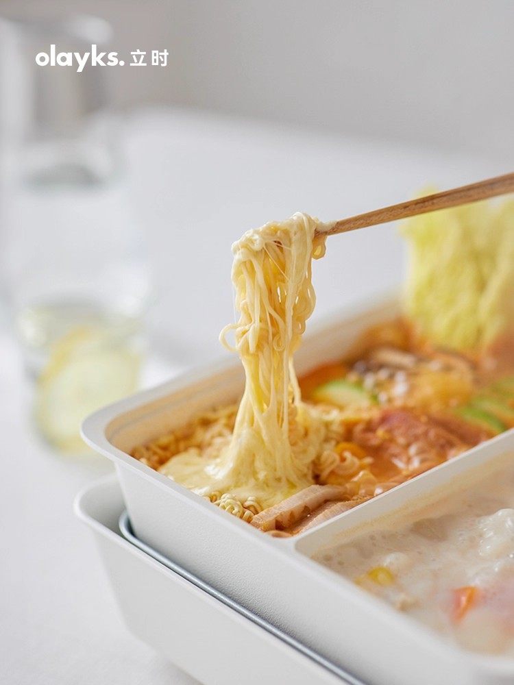 Olayks Instant Multi-Functional Cooking Pot for Home Use, Grilling and Boiling All-In-One Pot, Barbecue, Steaming, Frying, Stewing, Electric Hot Pot