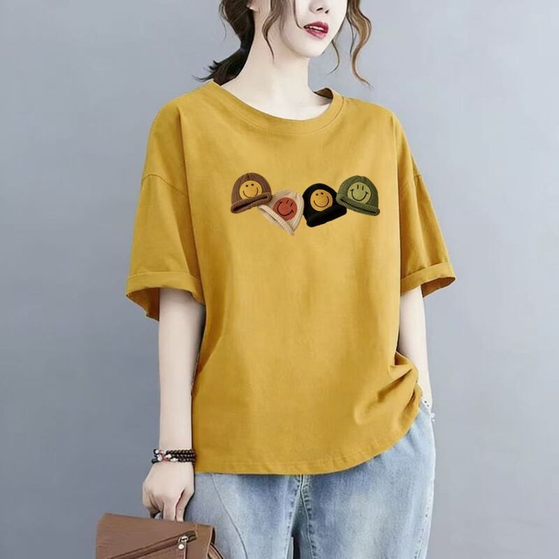 100% Pure Cotton Short-Sleeve T-Shirt for Women, Summer Wear, 2026 New Korean Style, Loose Fit, Covers Body Flaws, Versatile Printed Top for Women, Trendy ins 100% Pure Cotton Short-Sleeve T-Shirt for Women, Summer Wear, 2026 New Korean Style, Loose Fit, Covers Body Flaws, Versatile Printed Top for Women, Trendy ins