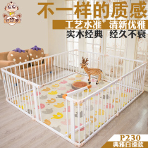 Youyolong white paint foldable baby game fence Baby crawling toddler solid wood guardrail Household childrens fence