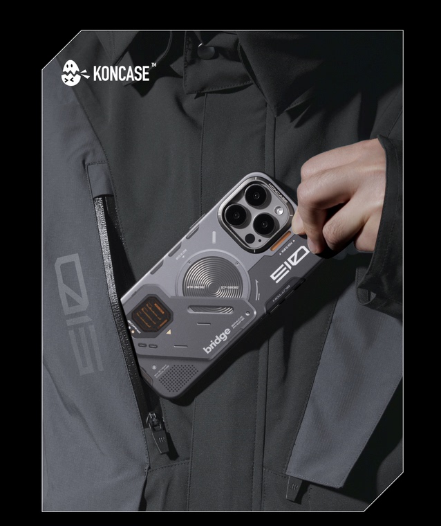 KONCASE Cyberpunk Dark Gray Orange MagSafe iPhone Case