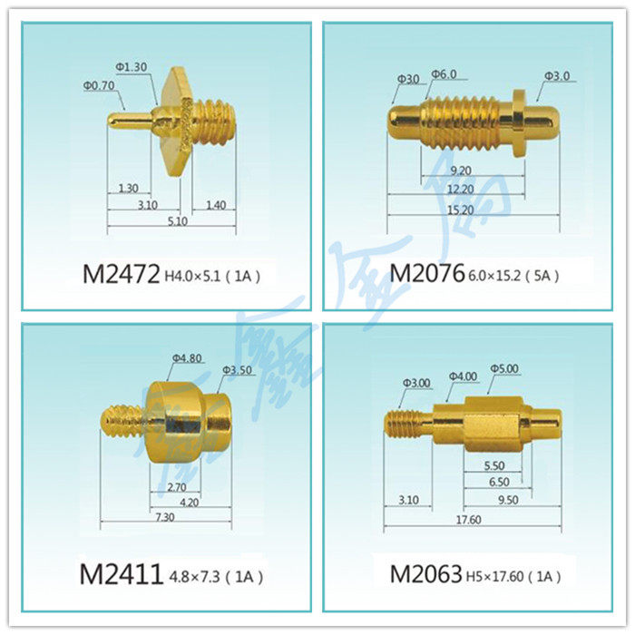 High current threaded spring pin Battery thimble terminal Spring pin Conductive connector Telescopic contact pin