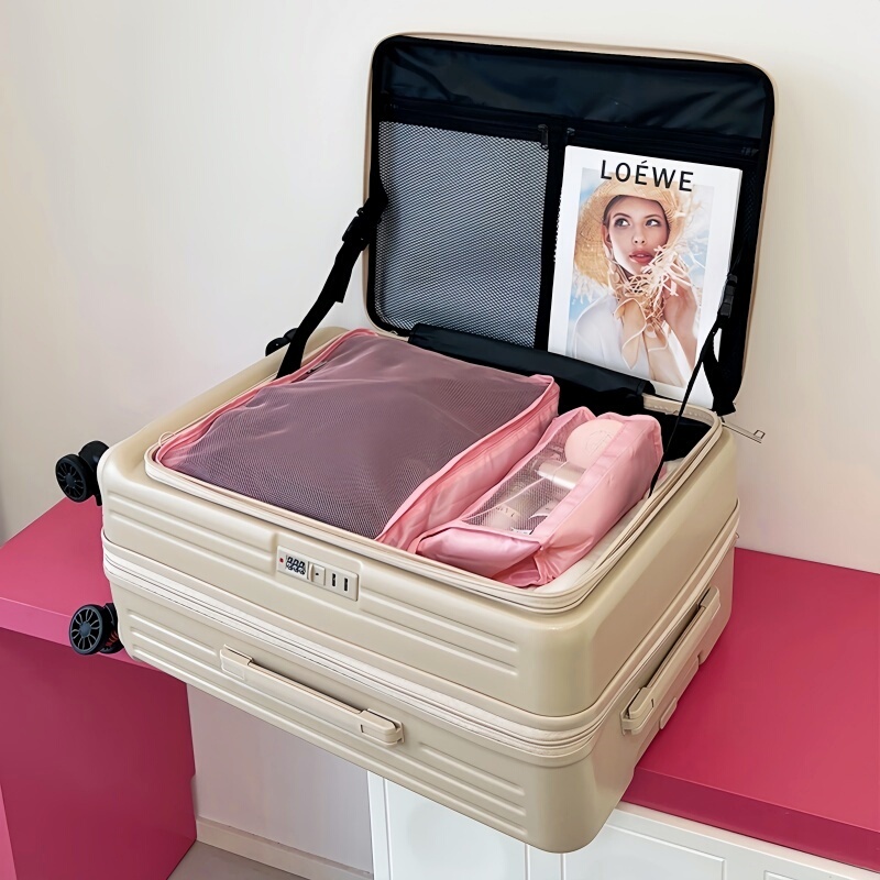 Side-Opening New Style Suitcase, Large Capacity for Students, Silent, Expandable, 20inch Carry-On Trolley Case for Men and Women, Travel Suitcase